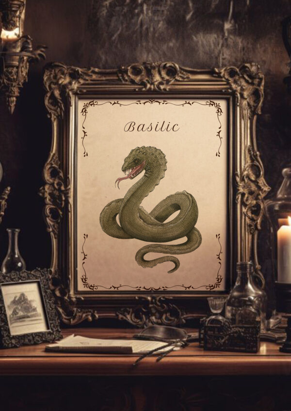 Le roi des serpents, figé dans une élégante aquarelle.