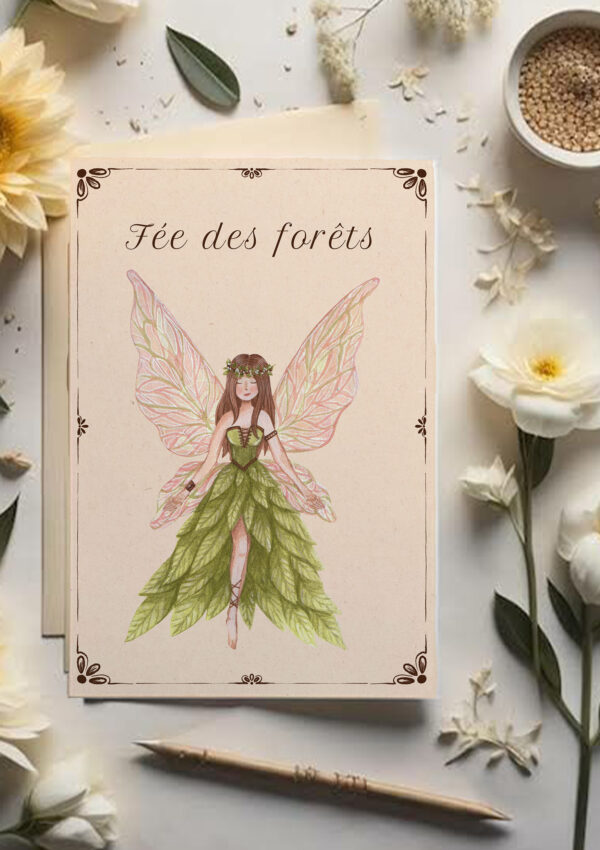 La fée veille, lumineuse entre les feuilles et les racines.