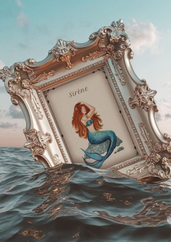 La sirène murmure ses secrets dans l’écume des vagues.