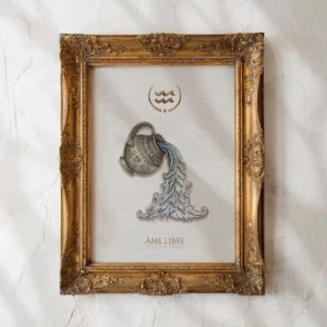 Affiche zodiaque Verseau aquarelle, cruche céleste flot d'eau symbole astrologique fond épuré