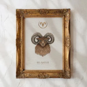 Affiche zodiaque Bélier aquarelle encadrée, illustration minimaliste artisanale signe astrologique