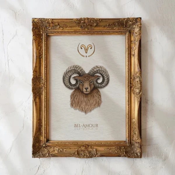 Affiche zodiaque Bélier aquarelle encadrée, illustration minimaliste artisanale signe astrologique