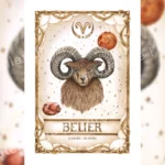 Affiche astrologie Bélier aquarelle, tête de bélier constellation Mars rubis symbole zodiaque 21 mars 20 avril