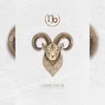 Affiche zodiaque Capricorne aquarelle, tête de bouc cornes symbole astrologique fond épuré