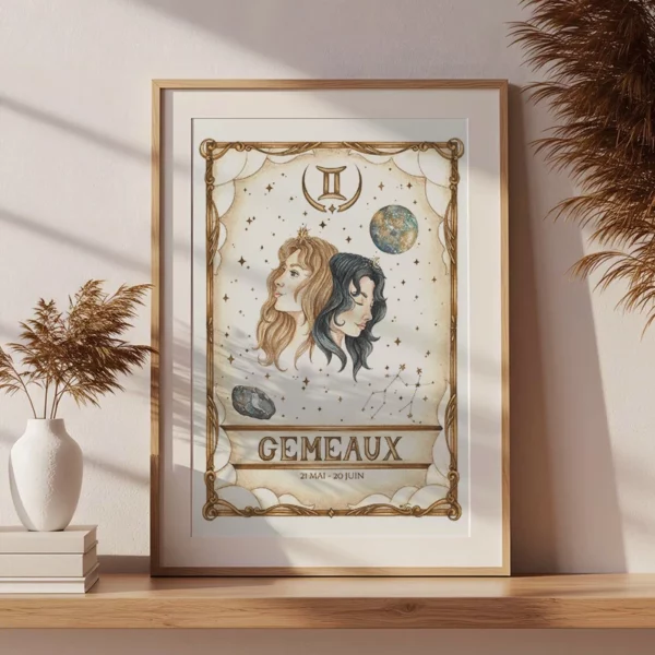 Affiche astrologie Cancer aquarelle, illustration artisanale