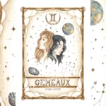 Illustration aquarelle affiche astrologie Gémeaux