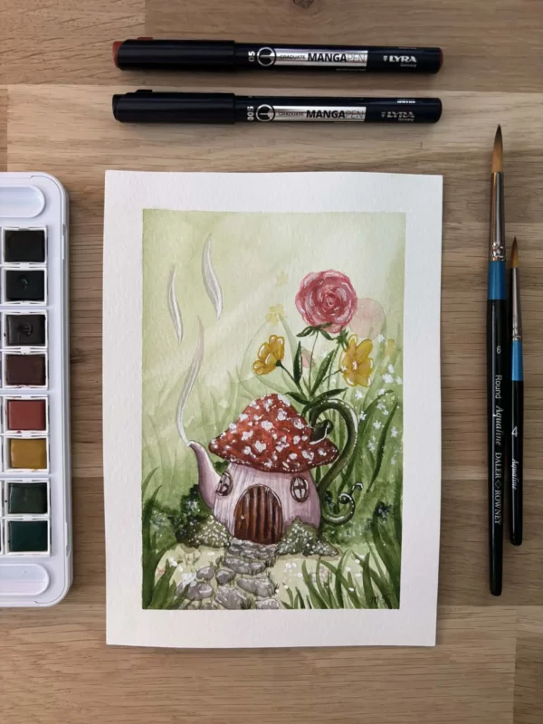 théière magique à l'aquarelle