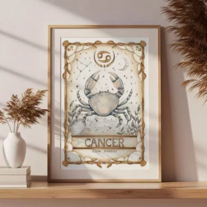 Affiche astrologie Cancer aquarelle, illustration artisanale