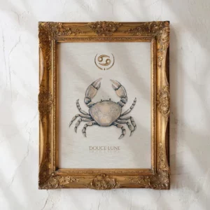 Affiche zodiaque Canceraquarelle encadrée, illustration minimaliste artisanale signe astrologique