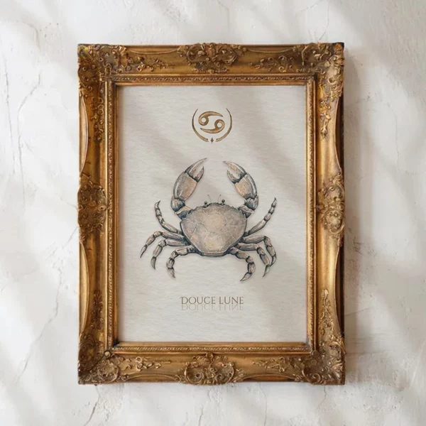 Affiche zodiaque Canceraquarelle encadrée, illustration minimaliste artisanale signe astrologique