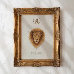 Affiche zodiaque Lion "Doux Soleil", illustration aquarelle épurée avec symbole du Lion