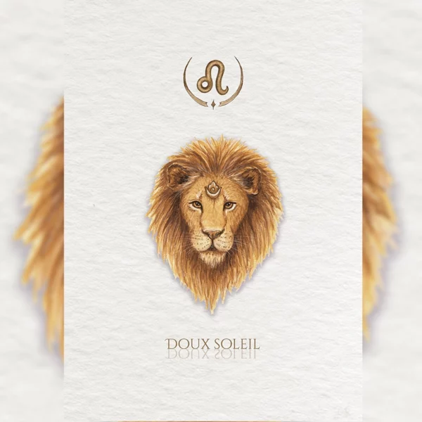Affiche zodiaque Lion "Doux Soleil", illustration aquarelle épurée