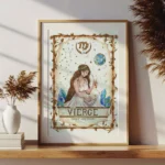 Affiche astrologie Vierge aquarelle, illustration artisanale